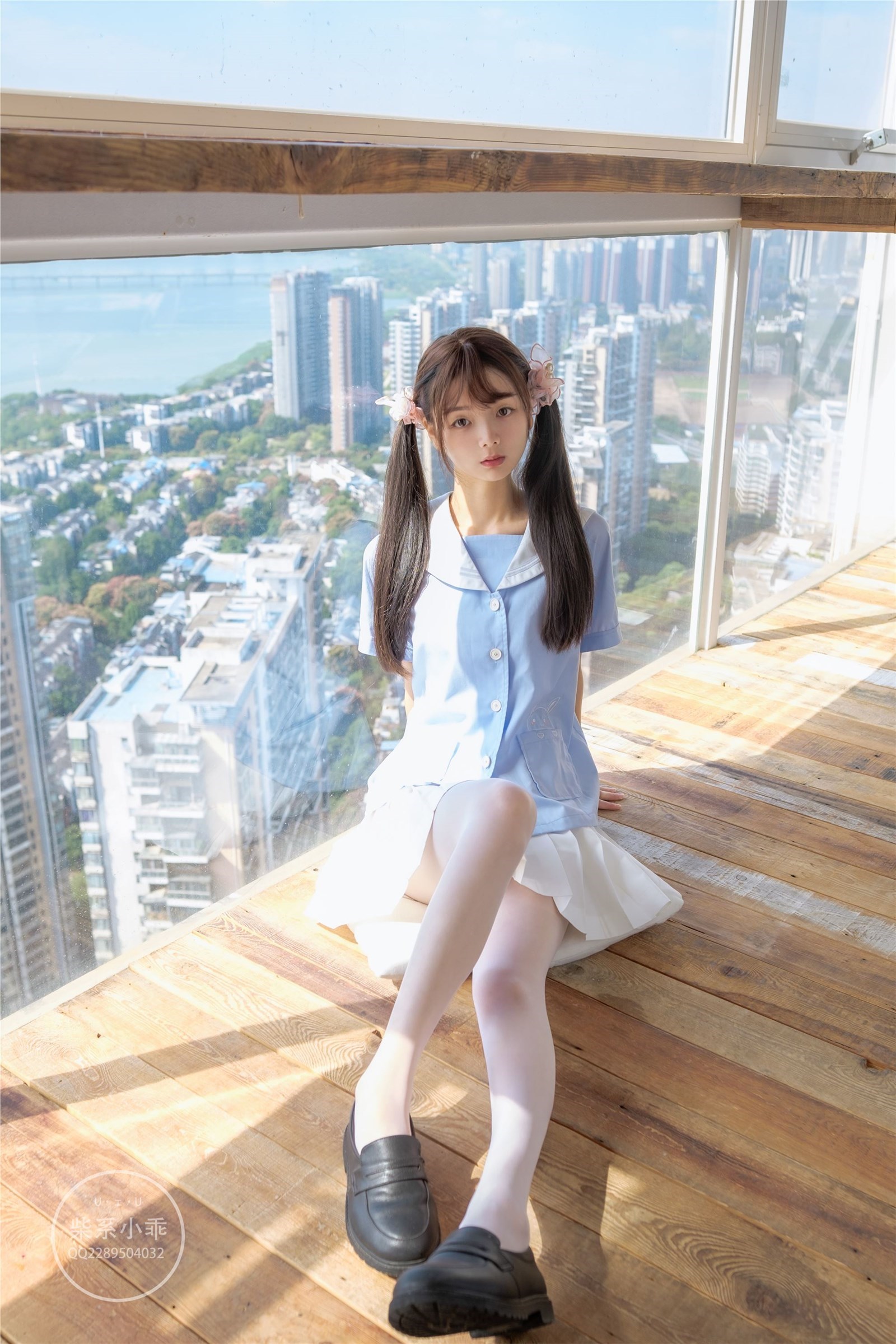 Childish picture book - NO.01 Clear Sky 01 White silk double ponytail JK(15)